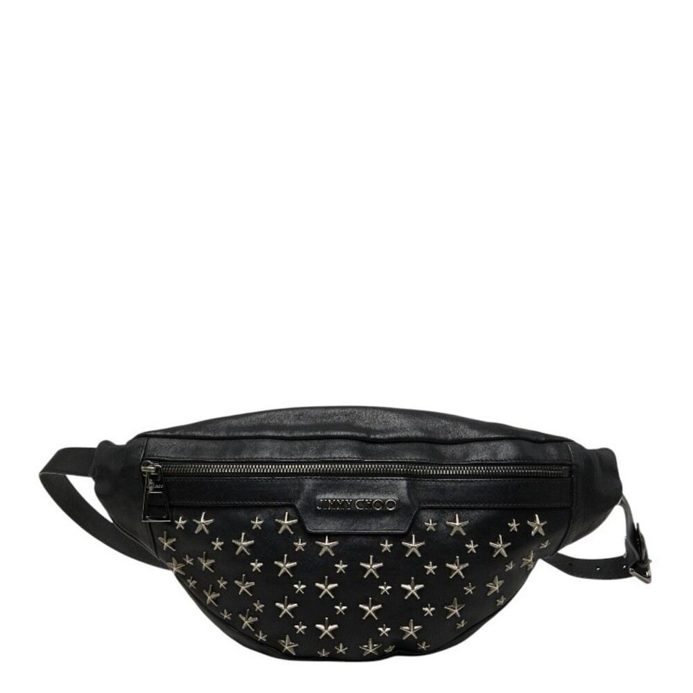 Jimmy Choo Star Studded Delhi Body Bag Waist Black Leather Women's JIMMY CHOO